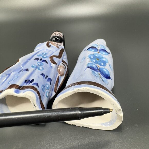 Vintage Mexican Pottery Hand Painted Blue Tonala Nativity Figurine Mary Joseph - Picture 3 of 6